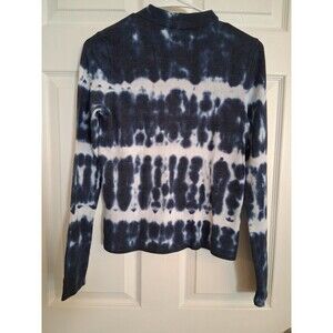 American Eagle Women's Small Blue & White Long Sleeve Waffle Knit Tee
